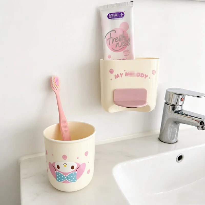 Kuromi Toothbrush Holder Cute Drainable Wall Mounted Rinse Cup Home Bathroom Storage Container For Toothpaste Toothbrush Comb - view 4