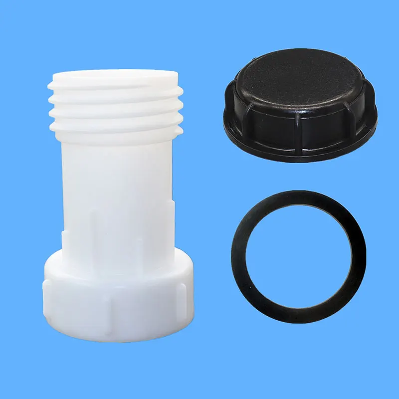 1 Set IBC Tote Adapter S60*6 Threaded Discharge Hose Connector Extension Pipe with Dust Cap for IBC Tank Valve