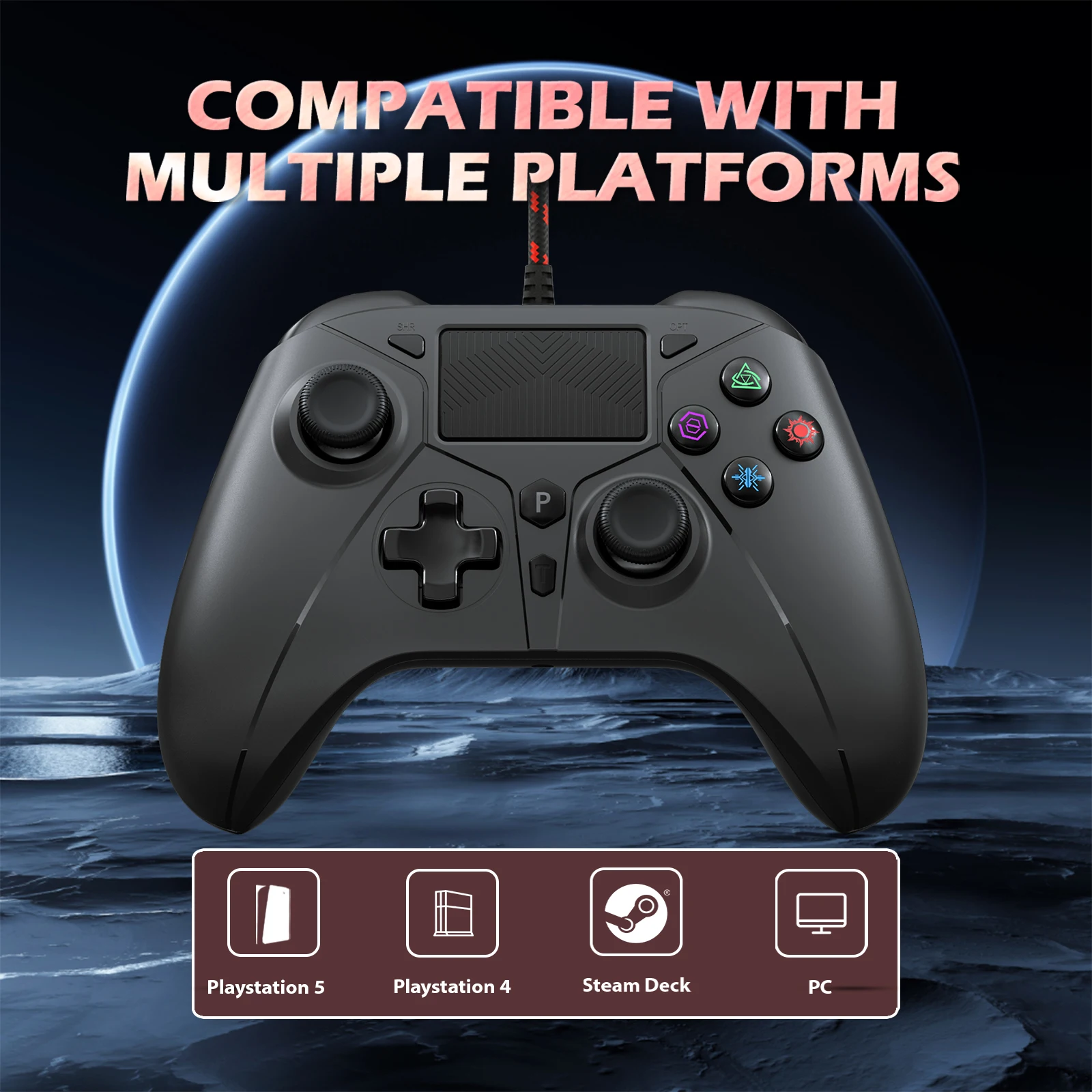 PS5 controller For Ps5/Ps4/Pc/MAC/Steam Deck Gamepads With Turbo Function/Dual Vibration/3.5mm/Multi Touch/Programming Function