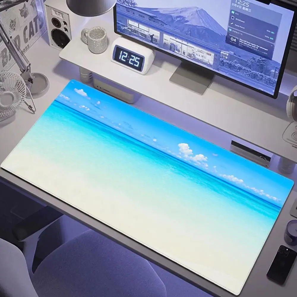 Summer Beach Seaside Waves Ocean Mouse Pad Desk Mat Large Non-slip Anti-fray Keyboard Ergonomic Office Rubber