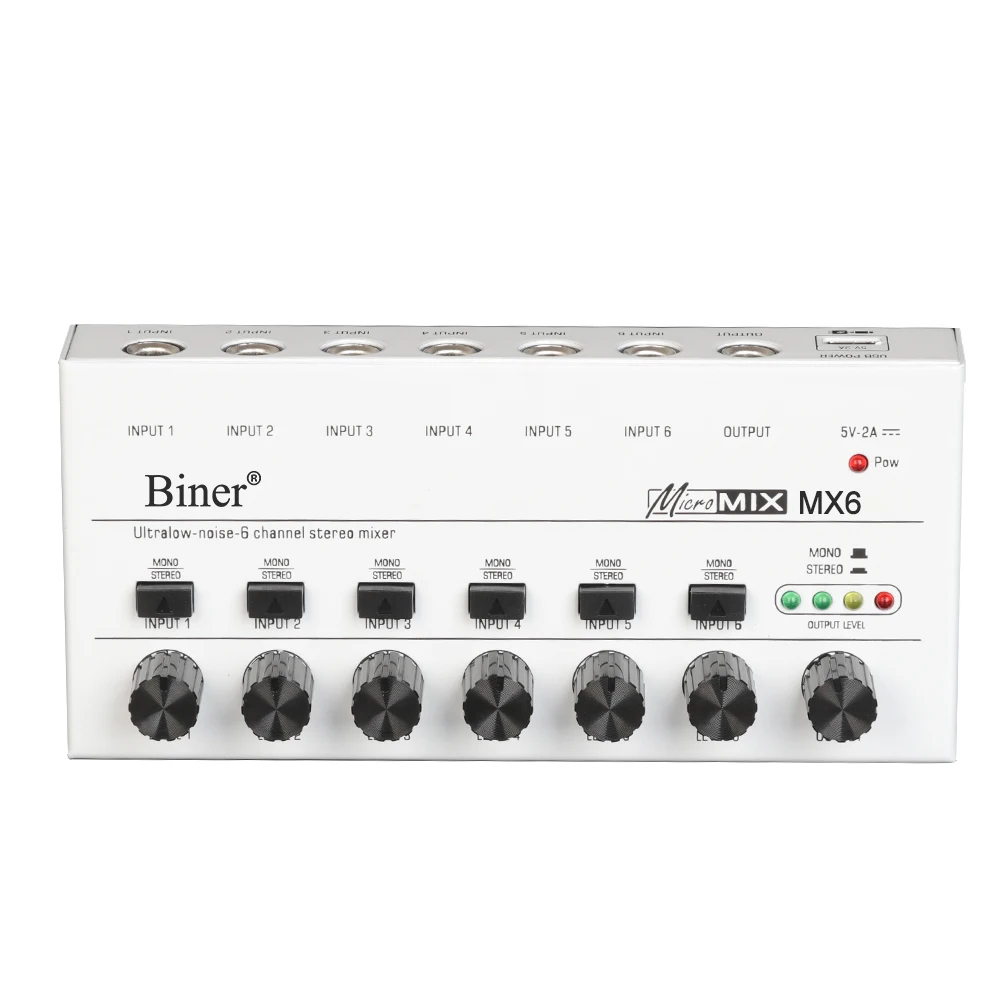 Biner MX6 Professional Ultra-compact Low Noise 6 Channels Stereo Mixer With Line Audio Mono Mixer Sound Mixer