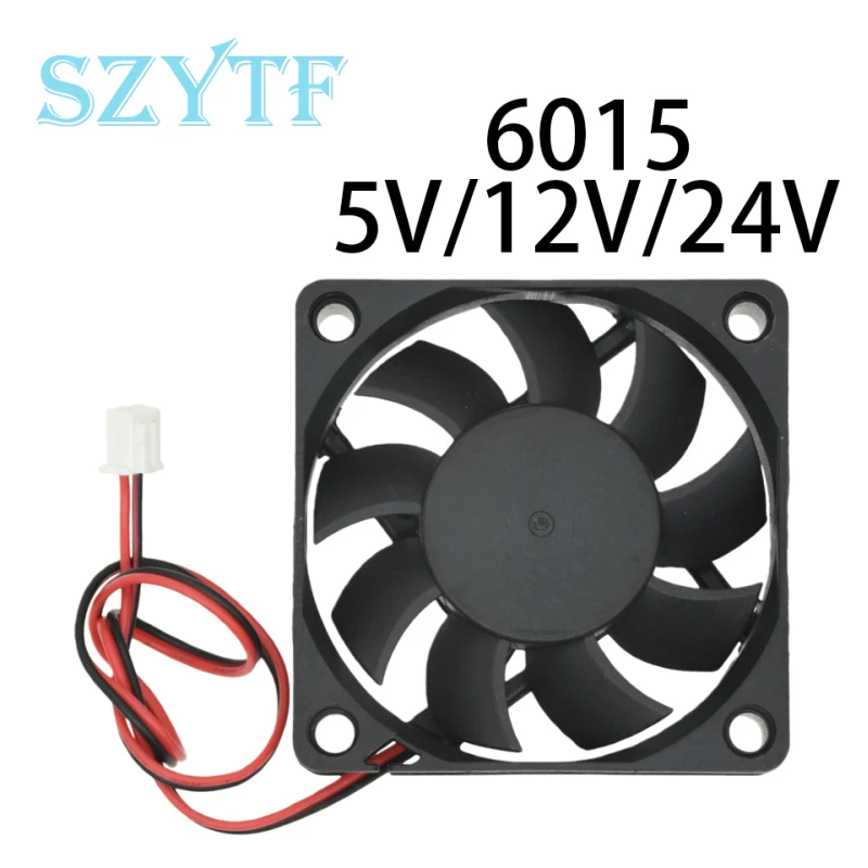

6015 60x60x15 мм 5 В/12 В/24 В охлаждающий вентилятор постоянного тока, высокоскоростной блок питания для сервера в корпусе ПК, вентилятор для рассеивания тепла