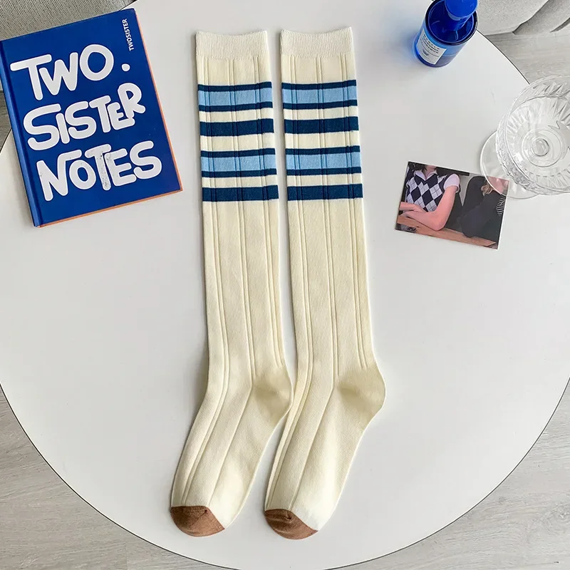 Women New Japanese Stockings Winter Thicken Warm Short Cotton Casual Multicolor Striped Socks Thigh High Socks For Women image 5