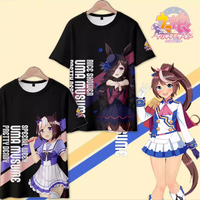 Anime UmaMusume Pretty Derby 3D Print T Shirt Tokai Teio Oguri Cap Kitasan Black Rice Shower Silence Suzuka Cosplay Costume Tops