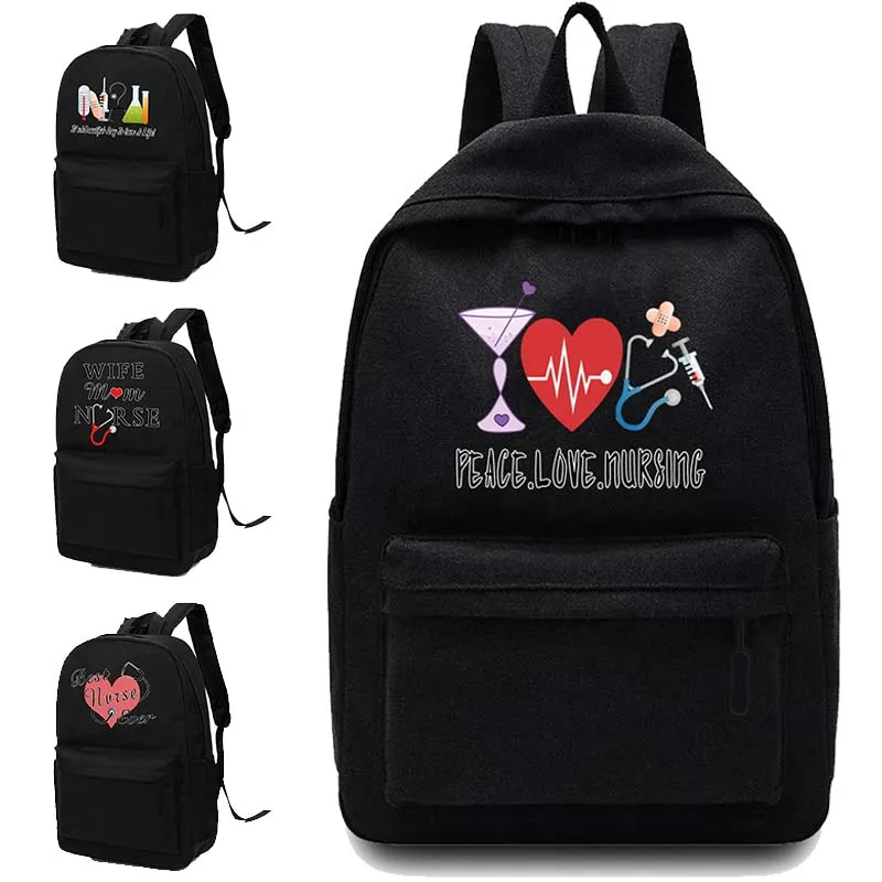 Enfermeira Padrão Impresso Sacos Esportivos para Mulheres, Mochila Laptop Canvas, Ombro Saco De Escola, Designers Mochilas, Novo, 2022