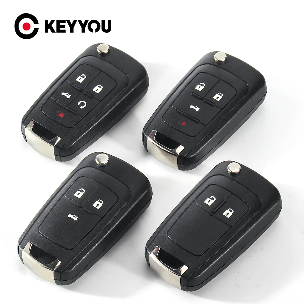 KEYYOU 50x 2/3/4/5B Flip Folding Remote car Key Shell For Chevrolet Cruze Epica Lova Camaro Impala  2 3 4 5 Button HU100 Blade