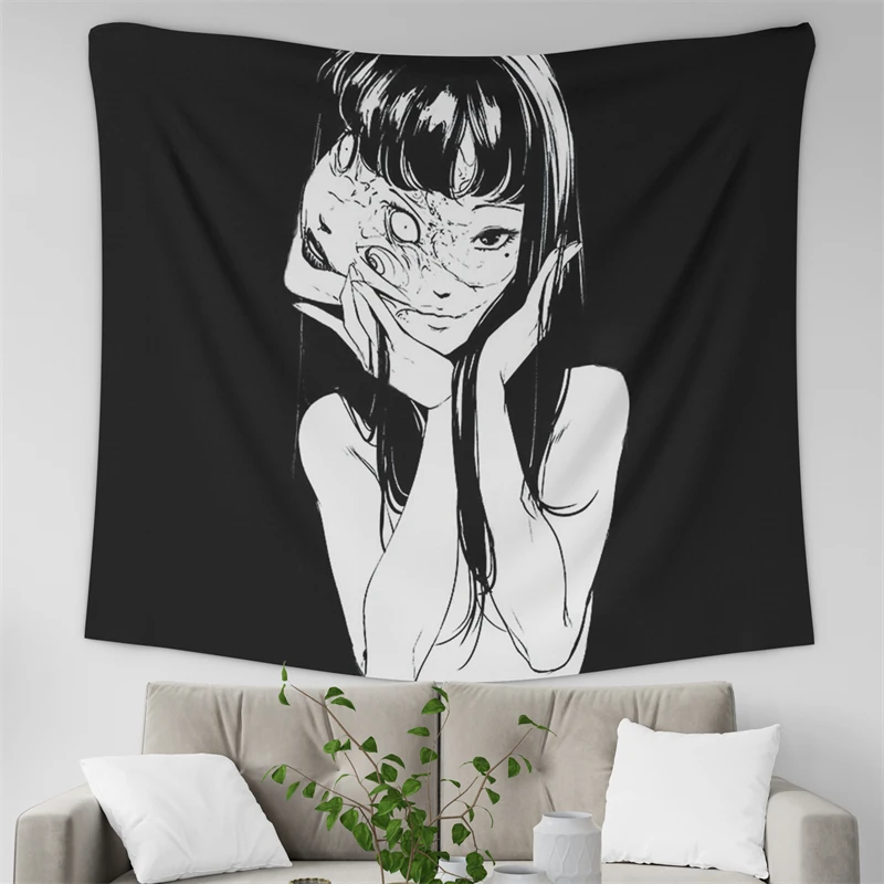 Gaslight Gatekeep Girlboss Best Tomie Junji Ito Tapestry Wall Hanging Art for Bedroom Living Room Decor Home Halloween