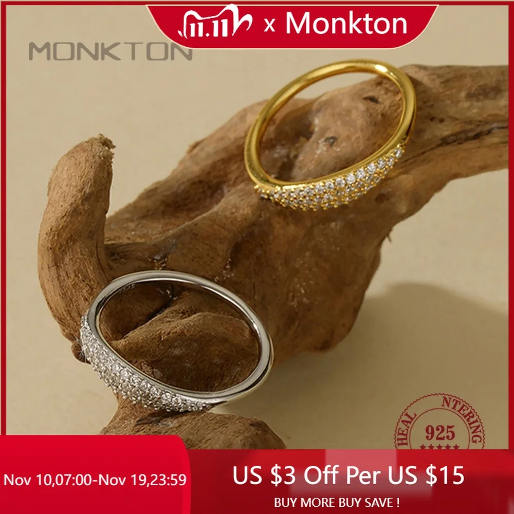 

Monkton 100% 925 Sterling Silver Ring for Women Gold/sliver Zircon Rings Simple Luxury Jewelry Accessories Gift Girls