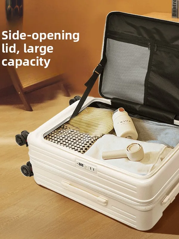 30-inch-expandable-luggage-suitcase-with-carry-on-20-inch-flip-cover-pull-rod-pc-travel-bag-large-capacity-side-opening-silent