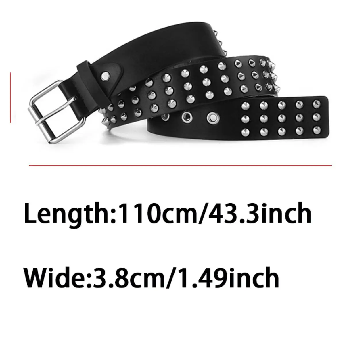 Damengürtel, Metallnadelschnalle, Gürtel, kreisförmige Niete, Herrengürtel, Punk, HipHop, Rock-Stil, passender Jeansgürtel, günstiger PU-Ledergürtel – Detail 2