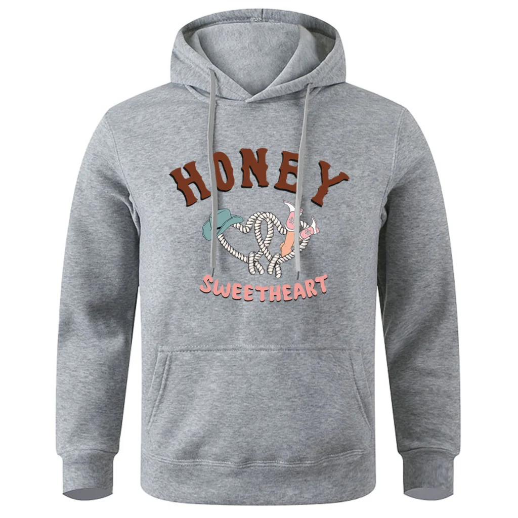 Honey Sweetheart Western Cowgirl Printing Male Hoody Loose Oversized Hoodies Casual Fashion Sweatshirt Basic All Match Hoodie