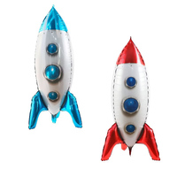 2pcs 4D Standing Foil Inflatable Rocket Balloons Kids Outer Space Theme Birthday Party Decoration Boys Inflatable Kids Toys