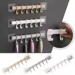 Hooks Wall Mounted Hanger with Sticker Heavy Duty Kitchen Rail Rack Bathroom PP Coat Hat Holder Clothes Towel Storage Hook