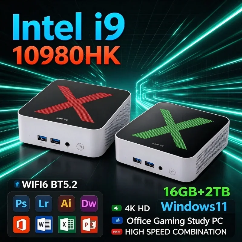 Intel Core I9 10980HK Mini Desktop PC Windows11 16GB RAM 1TB 2TB SSD WiFi6 BT5.2 Compact Mini Computer For Home Office Gaming