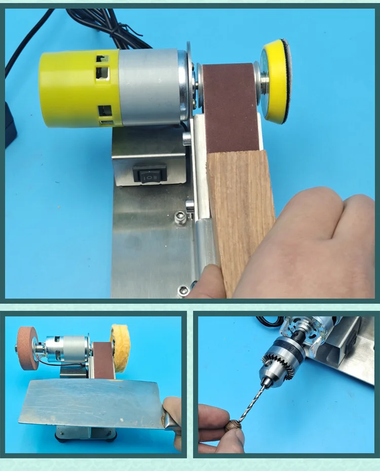 جديد Mni حزام ساندر طاحونة 220 فولت طاحونة صغيرة لتقوم بها بنفسك حزام ساندر الكهربائية الفرقة ماكينة الطحن شحذ آلة أدوات البولندية