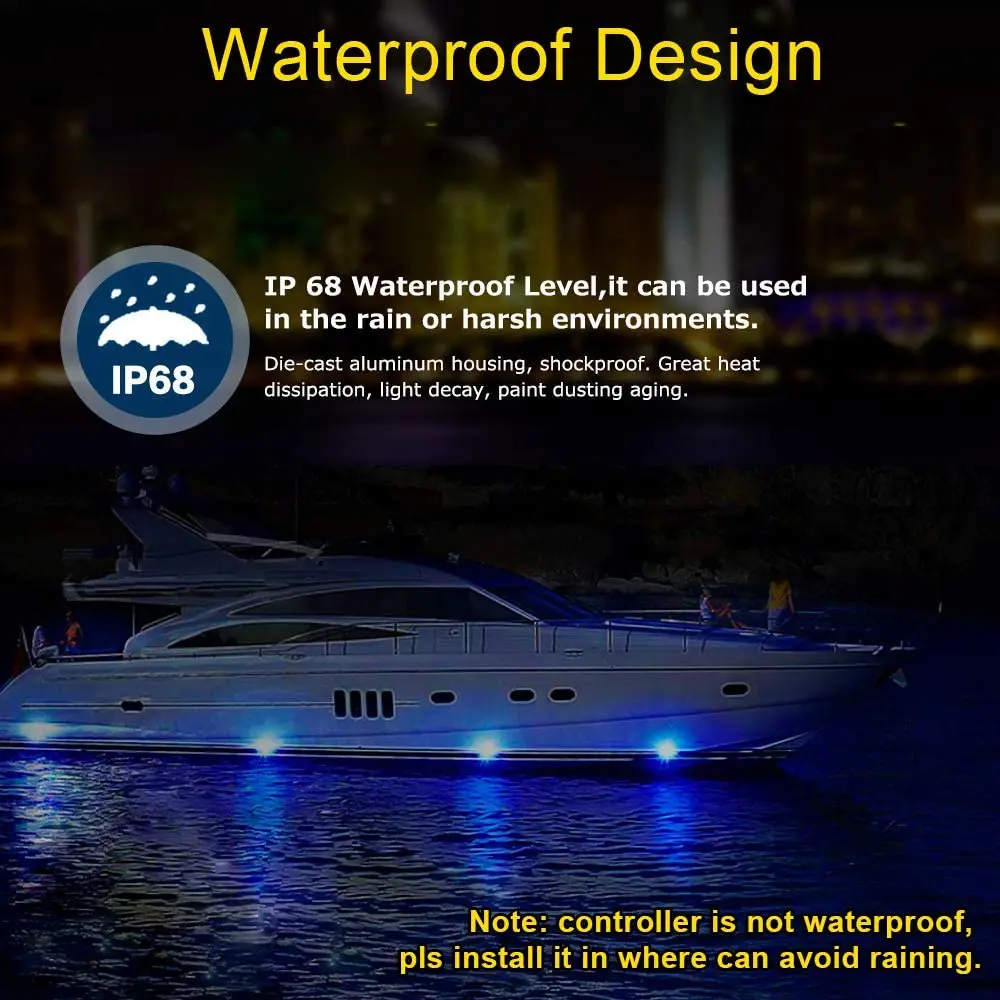 LED 8 pods 12v light RGB waterproof color LED rock light timed music flashing interior neon light for truck