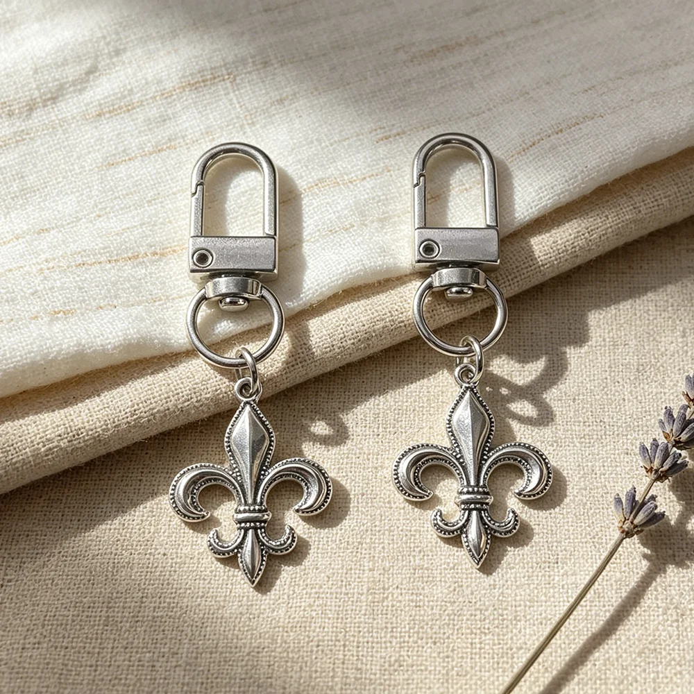 Fleur De Lis Schlüsselanhänger, Punk, Vintage, Gothic, Grunge, Schlüsselring für Damen und Herren, für den täglichen Gebrauch, als Anhänger für Taschen oder Autos, 1 Stück, 10 Stück, Halloween-Geschenk. – Detail 4