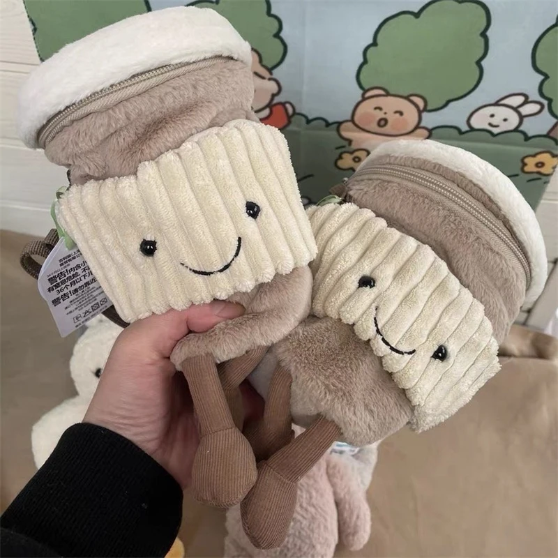 

Cute Plush Cartoon Milk Tea Cup Crossbody Bag With Animal Face For Women Kawaii Style Small Fashion Bag For Daily Use