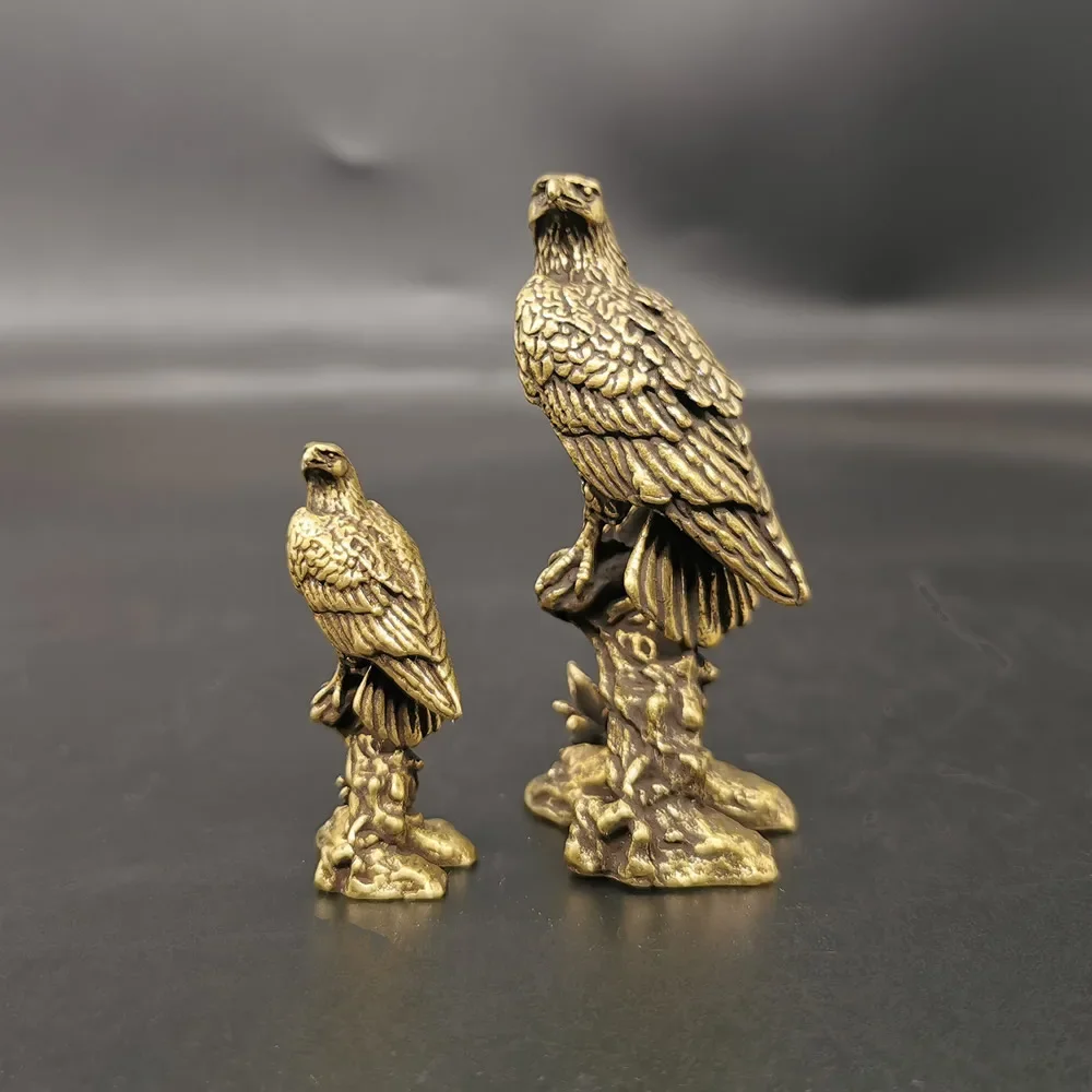 Statue d'aigle en laiton, Simulation d'animal Vintage, décoration de bureau à domicile, ornement, accessoires de figurine en métal, jouet cadeau, nouvelle collection