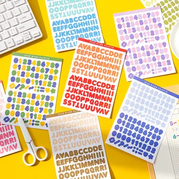 Mr. Paper 영문 문자 및 숫자 알파벳 스티커, 창의적인 미니멀리스트 핸드북, DIY 장식, 5 가지 스타일, 6PCs/팩