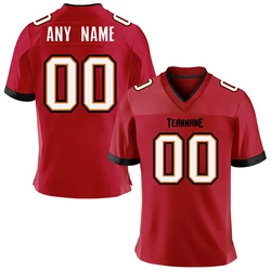 Custom Red American Football Jersey Shirt for Men Women Youth Kids Personalized Printed Team Name Number Football Top