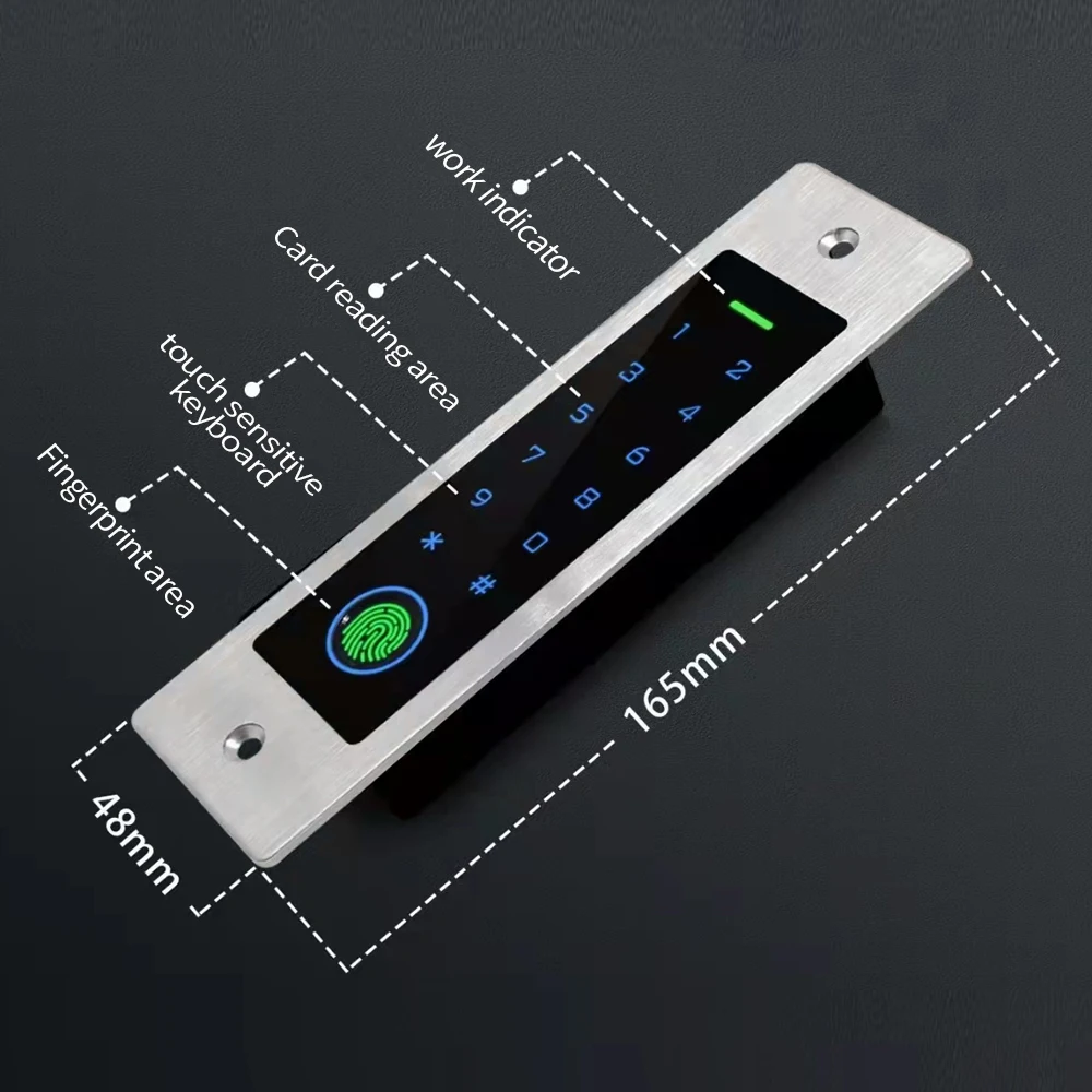 Tuya App Standalone Fingerprint Access Control Keypad Metal Waterproof Backlight Embedded Wall Mounted Door Relay Opener Reader