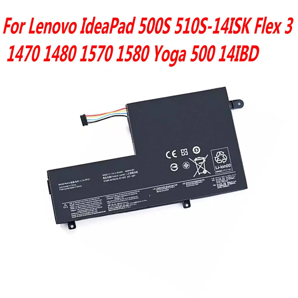 11.1V 45Wh L14L3P21 Laptop Battery For Lenovo IdeaPad 500S 510S-14ISK Flex 3 1470 1480 1570 1580 Yoga 500 14IBD L14M3P21