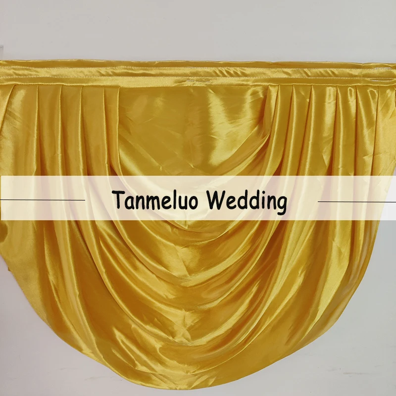 Customade Satin Wedding Backdrop Curtains Gold Swag Satin Party Background Drape Curtain Wedding Decoration