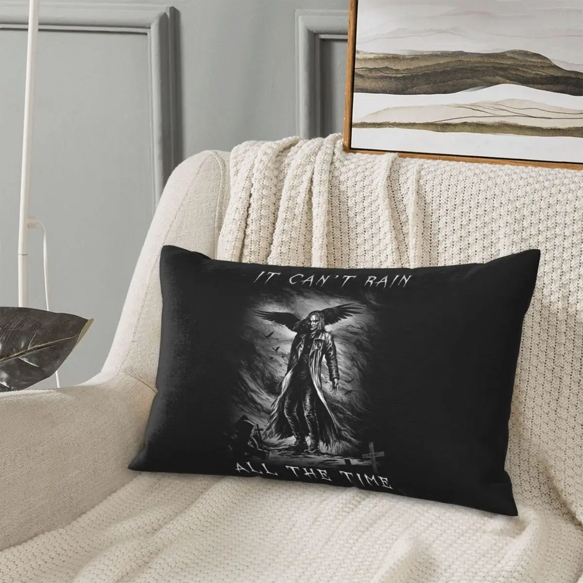 Eric Draven No puedo lluvia todo el tiempo funda de almohada rectangular funda de cojín decorativa dormitorio cama hogar comodidad almohada