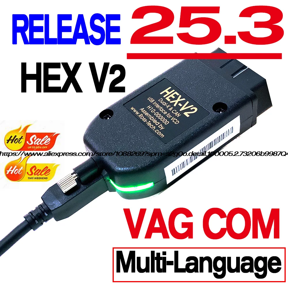 2025 ใหม่ V25.3 VAG HEX V2 อินเทอร์เฟซสําหรับ VAGCOM VAG COM VW-AUDi Professional สแกนรหัสอัพเกรดฮาร์ดแวร์อัตโนมัติ COM VCDS เครื่องมือ