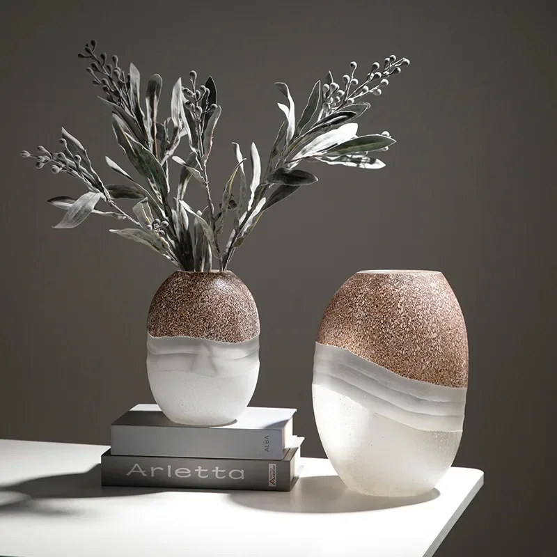 for Frosted Pastel Point Texture Light Luxury Glass Vase Ornament Simple Living Room Dining Table Flower Arrangement Home