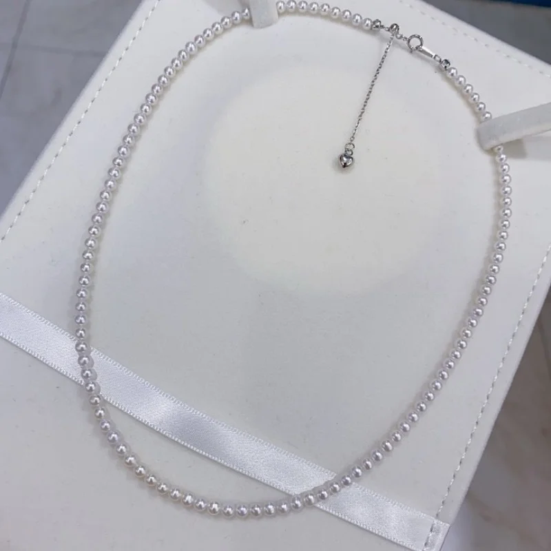 

SGARIT Trending Jewelry S925 Sterling Silver Natural Freshwater White Round Pearl Classic Necklace Jewellery For Women's Party