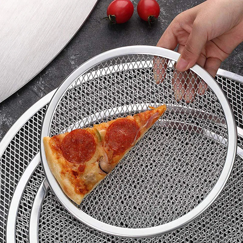 6-12inch Non Stick Pizza Screen Pan Seamless Aluminum Alloy Net Bakeware Kitchen Tools Round Pancake Pizza Pastry Baking Tray