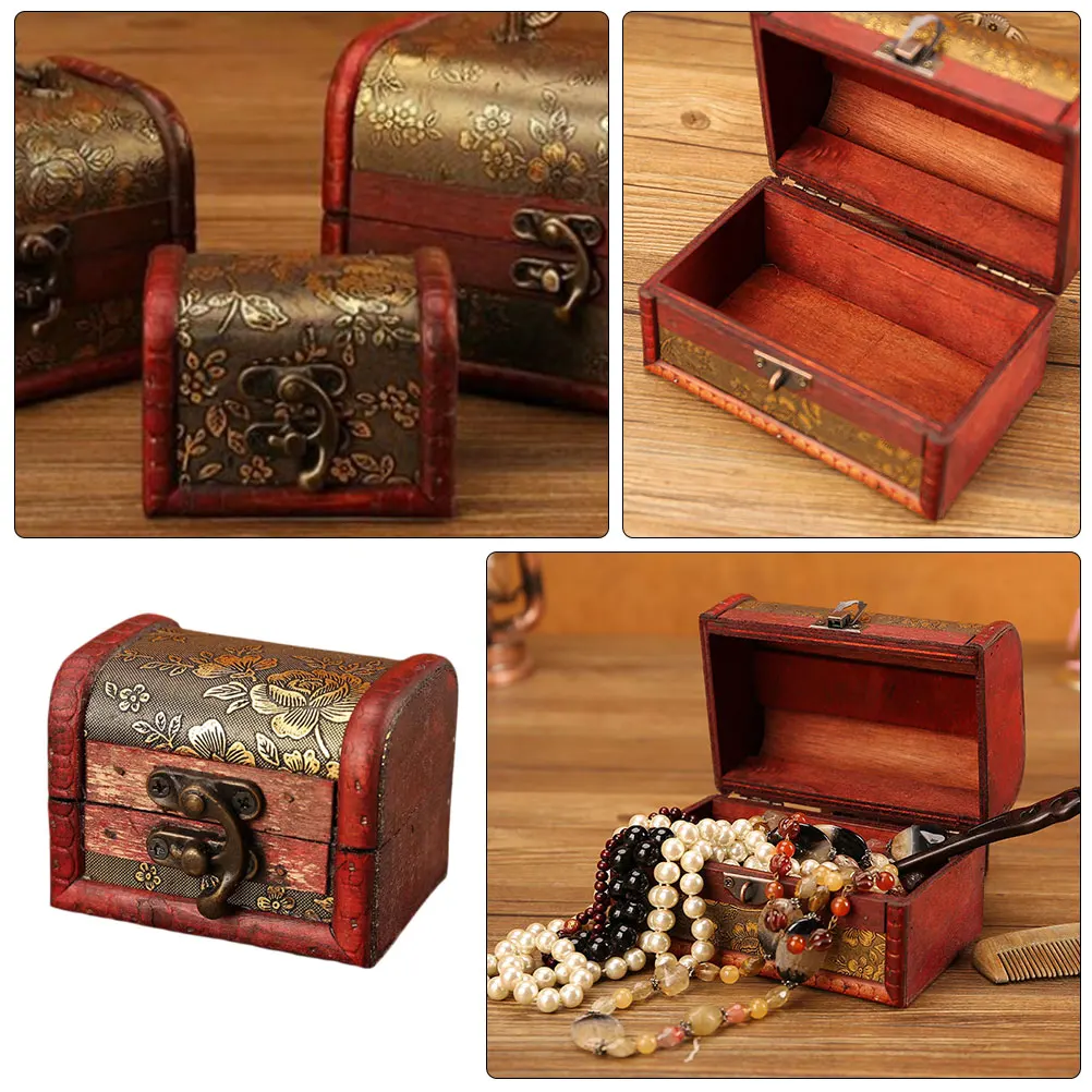 Contenedor de regalo Vintage de joyería de madera, almacenamiento de artículos diversos, caja pequeña, Material Premium, mano de obra fina, galleta Ideal
