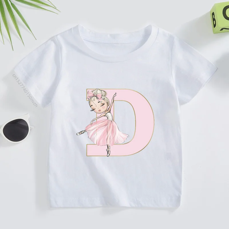 Girls Personalised Ballerina Printed T-shirt  Ballet Tshirt Personalized Gift for Dancer Toddlers Tee Clothes