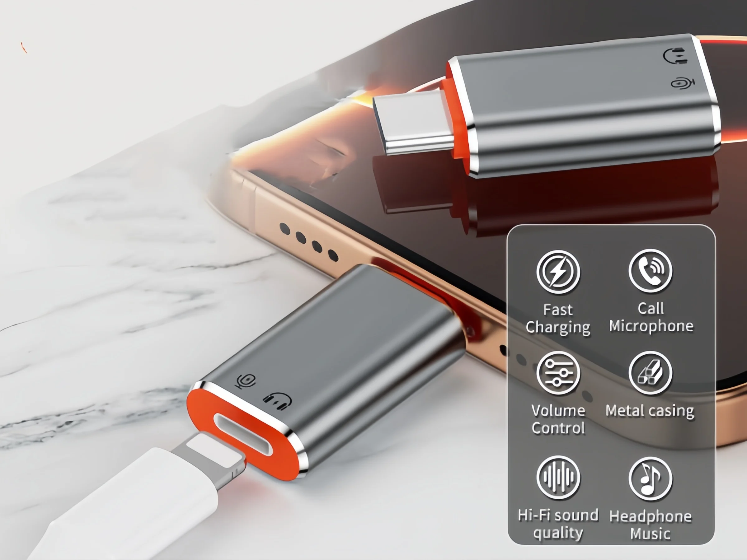 Type C Adapter Audios Converter For Simultaneous Charging Audios Streaming On Androids Smartphones Devices