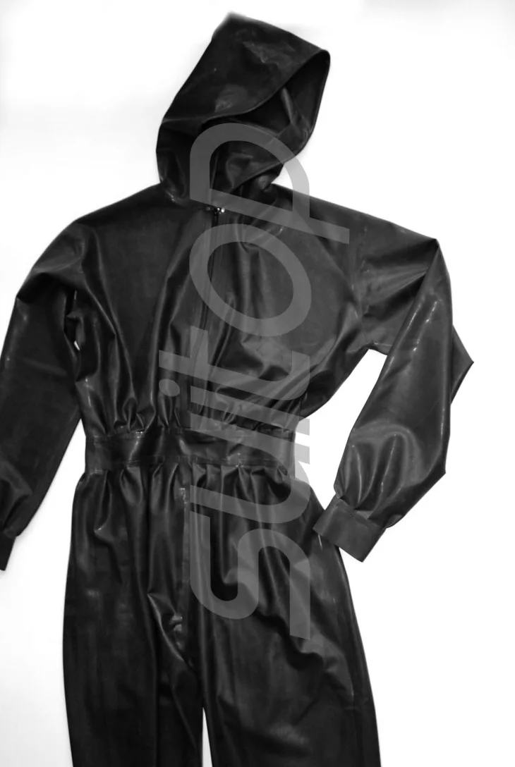 بدلة رجالية من اللاتكس مع قبعة لاصقة للرجال مفتوحة من الأمام #2