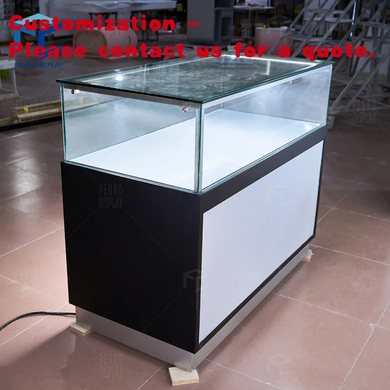 custom.Customized Black Style Jewelry Watch Display Rack with LED Lighting Lockable Luminous Showcase Counter Shop Furni