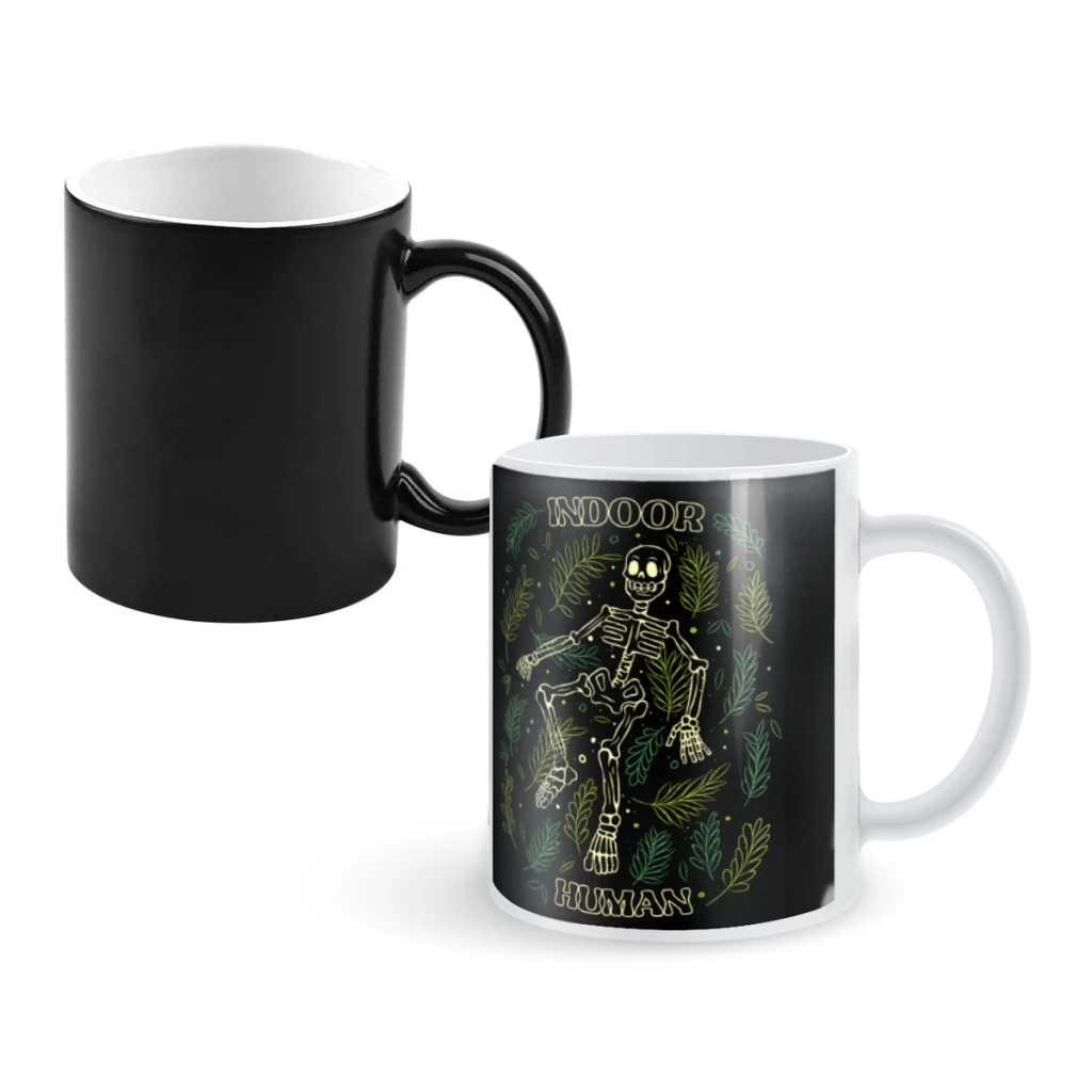 

Ferns Indoor Human SkullCoffee Mugs And Mug Creative Color Change Tea Cup Ceramic Milk Cups Novelty Gifts