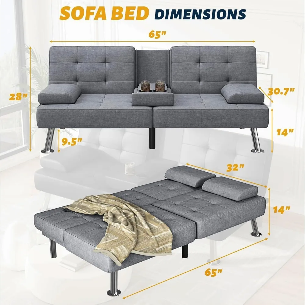 أريكة سرير فوتون قابلة للتعديل مع حامل أكواب لغرف المعيشة والمكاتب #3