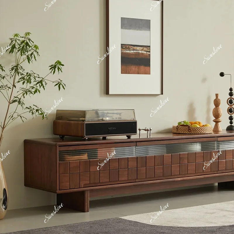 Modern simple small apartment living room home video cabinet light luxury retro TV cabinet