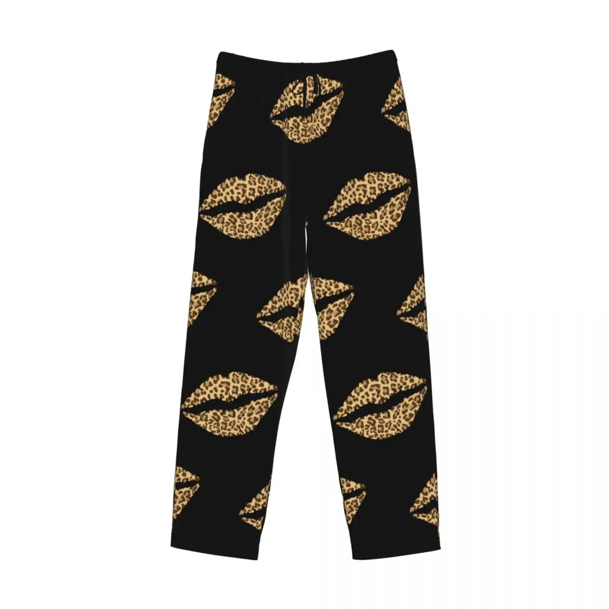 Custom Leopard Print Lips Pajama Pants Men Sleepwear Sleep Lounge Bottoms with Pockets