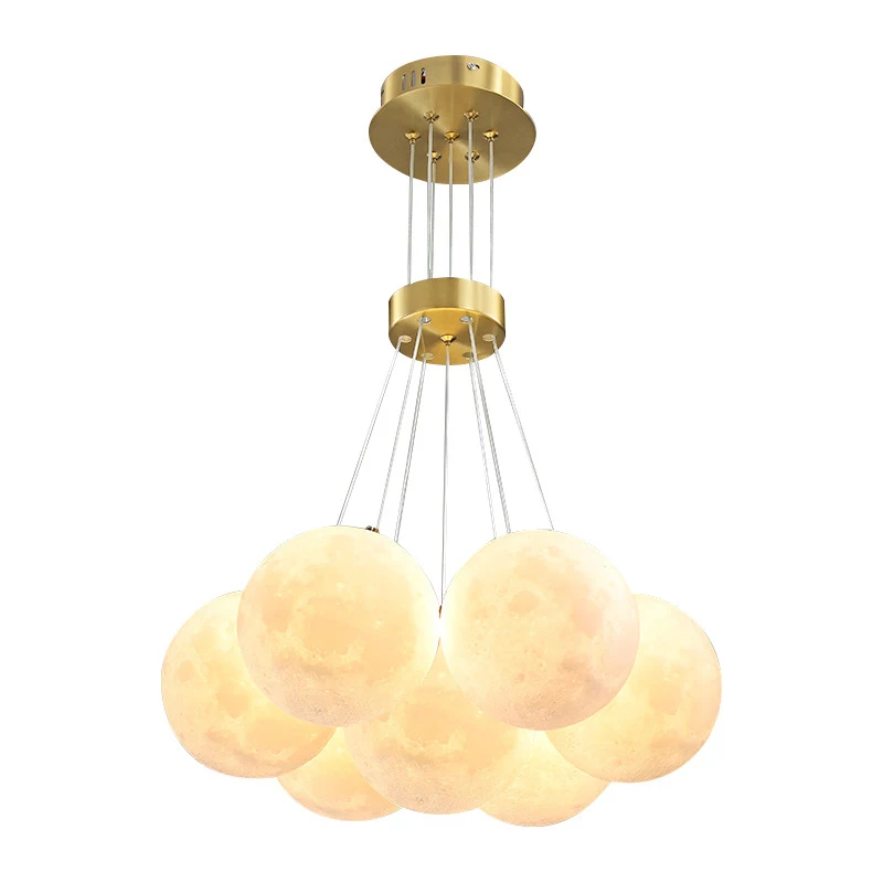 Lampe led suspendue en forme de lune, design nordique moderne, luminaire décoratif d'intérieur, idéal pour un salon, une salle à manger, une cuisine, un Restaurant ou une chambre à coucher, en 3D