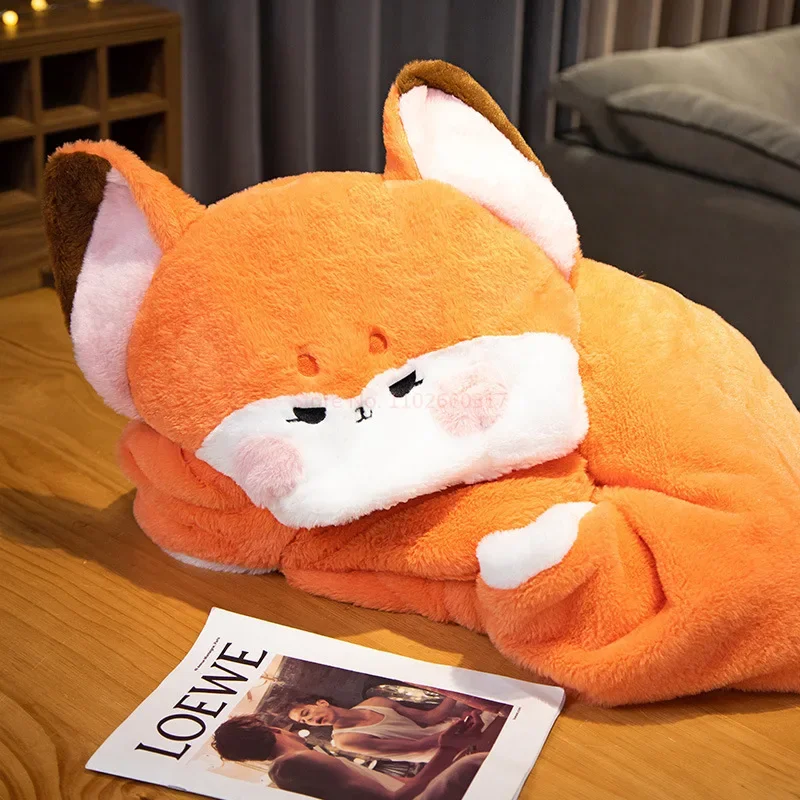 Lovely Fox Plush Soft Cloak Fox Cape Cartoon Cloak Coral Fleece Air Blankets Birthday Valentine Gifts Girl Heart Kids Gift