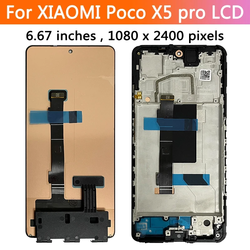 AMOLED For Xiaomi PocoX5 pro X5Pro LCD 22101320G Display Screen Touch Panel Digitizer For Poco X5 LCD 22111317PG Display Frame