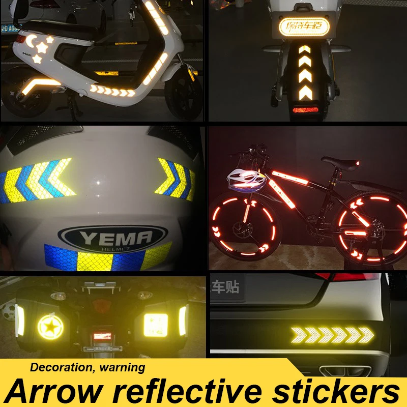 

20Pc Reflective Car Sticker Body Reflective Warning Decorative Sticker At Night 4.5x4cm Luminous Arrow Reflective Sticker Common