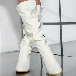 2024 Autumn and Winter Fashion Over The Knee Women Boots Genuine Leather Pleated Sexy Over The Knee High Heels Women Botas Mujer