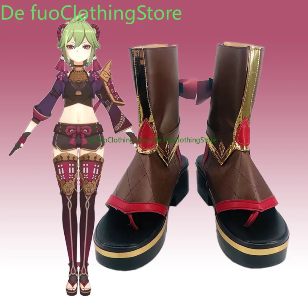 

DefuoClothing Genshin Impact Kuki Shinobu Cosplay Shoes Anime Boots Anime Game Role-playing Shoes And Boots Halloween Party