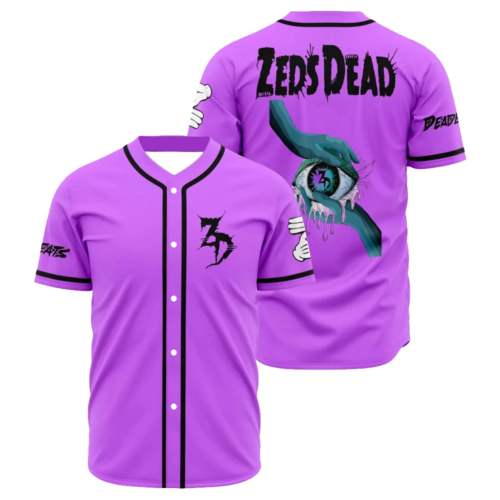 Zeds Dead Music Festival Merch Baseball Jersey V-Neck Short Sleeve Button-Down Shirts Women Men Streetwear Tops