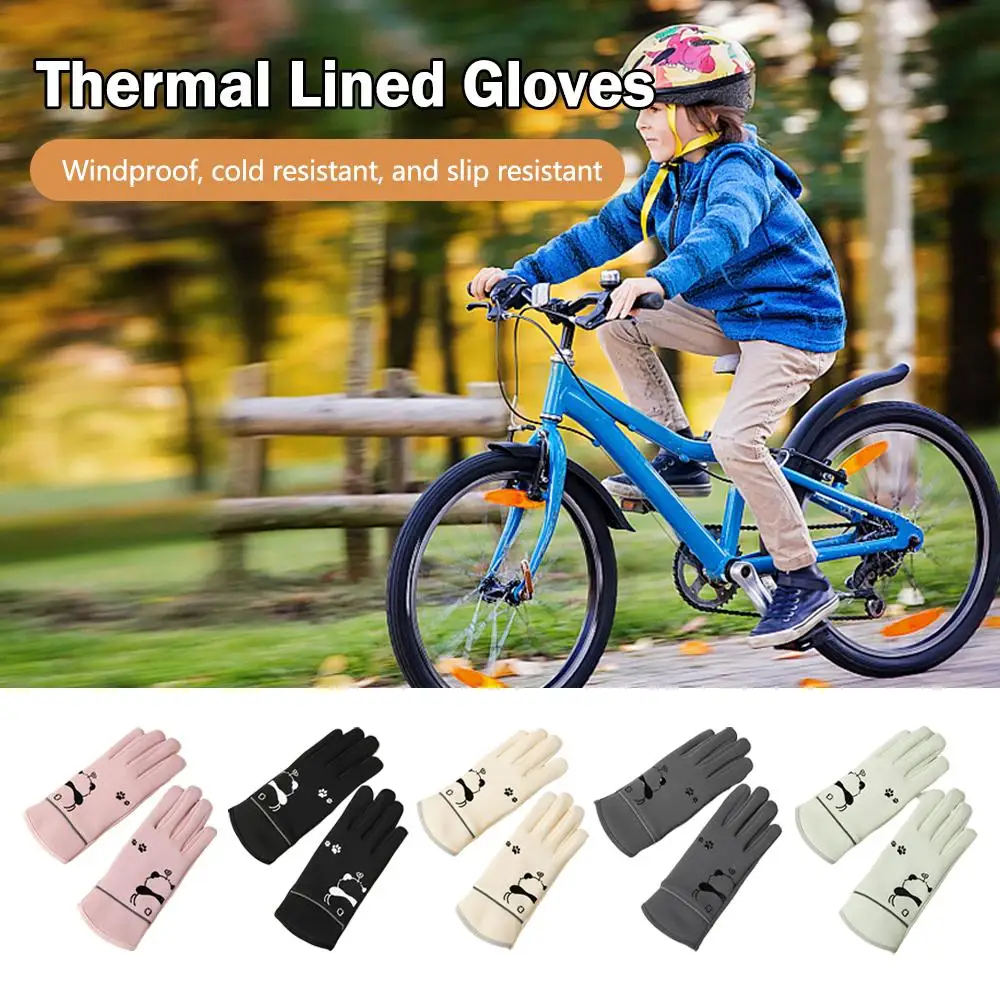 قفازات الشتاء للأطفال لينة مريحة صوف مبطن تصميم قفازات رقيقة مكافحة الدراجة ركوب الثلوج اللعب الرياضة زلة الكرتون V5U2